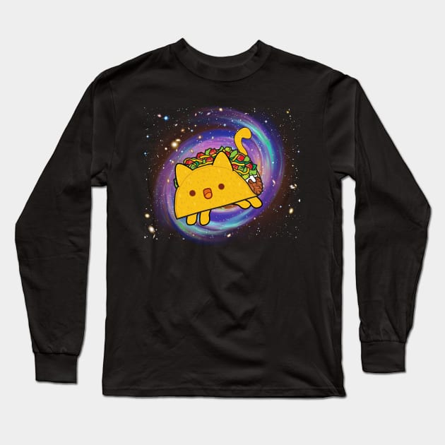 Funny Galaxy Taco Cat Tee Gift For Taco and Pizza Lover Long Sleeve T-Shirt by Kaileymahoney